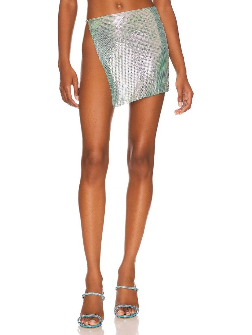 Poster Girl Winona Micro Wrap Skirt in Blue Iridescent